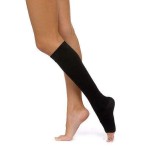 Чулок компрессионный кругловязаный, р. 4 ЧККВ ЦК до колена 1 класс компрессии с открытым мыском черный