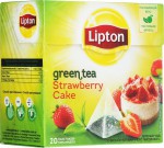 Чай зеленый, Lipton (Липтон) 1.6 г №20 Страуберри Кейк клубничный кекс пирамидки